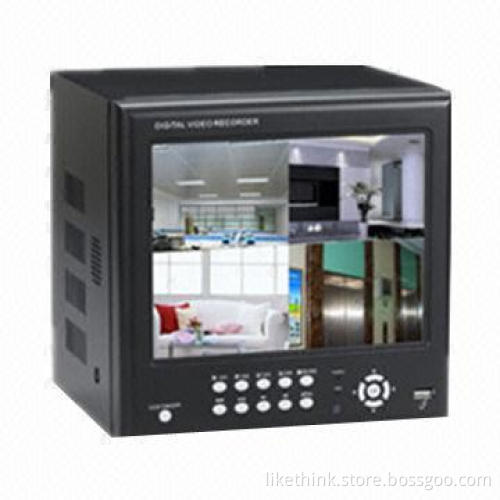 4CH Standalone DVRs with 8-inch Fixed Digital TFT Monitor (4:3) and 4CH Audio, Video Input